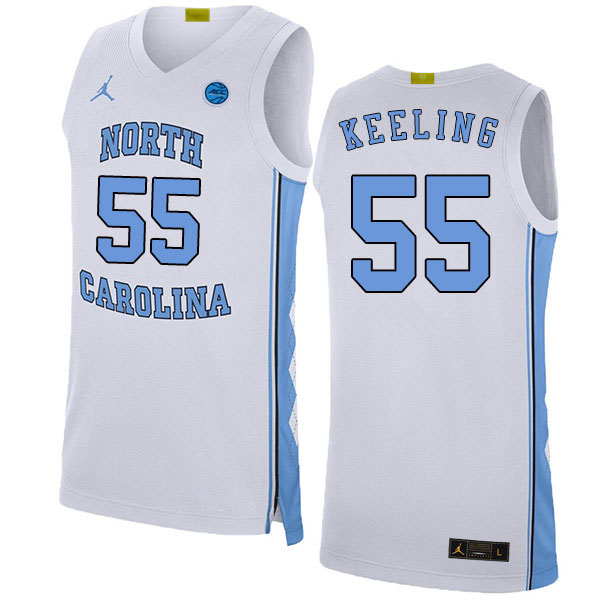 2020 Men #55 Christian Keeling North Carolina Tar Heels College Basketball Jerseys Sale-White